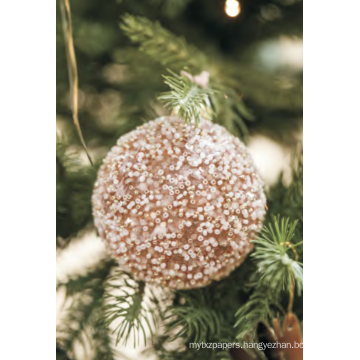 Gold &White Christmas Glass Ball Ornaments